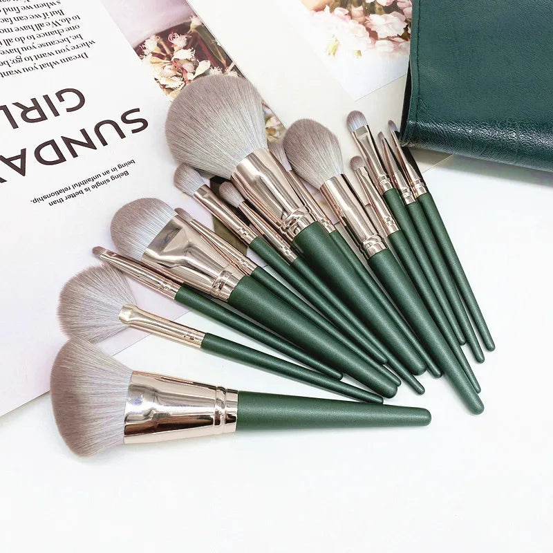 KLINA 14Pcs Makeup Brushes Soft Makeup Tools Cosmetic Powder Eye Shadow Foundation Blush Blending Detail Eyebrow Lip Beauty
