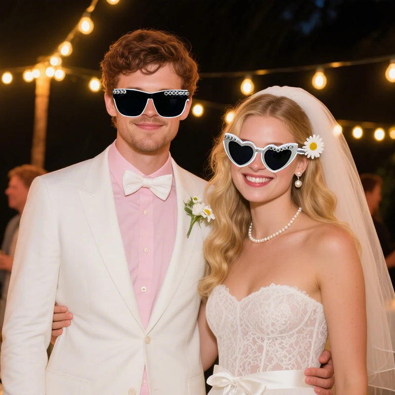 LED Just Married Glasses Wedding Bride To Be Surprise Gift Couple Glasses Souvenirs Glowing Heart Glasses Married Sunglasses