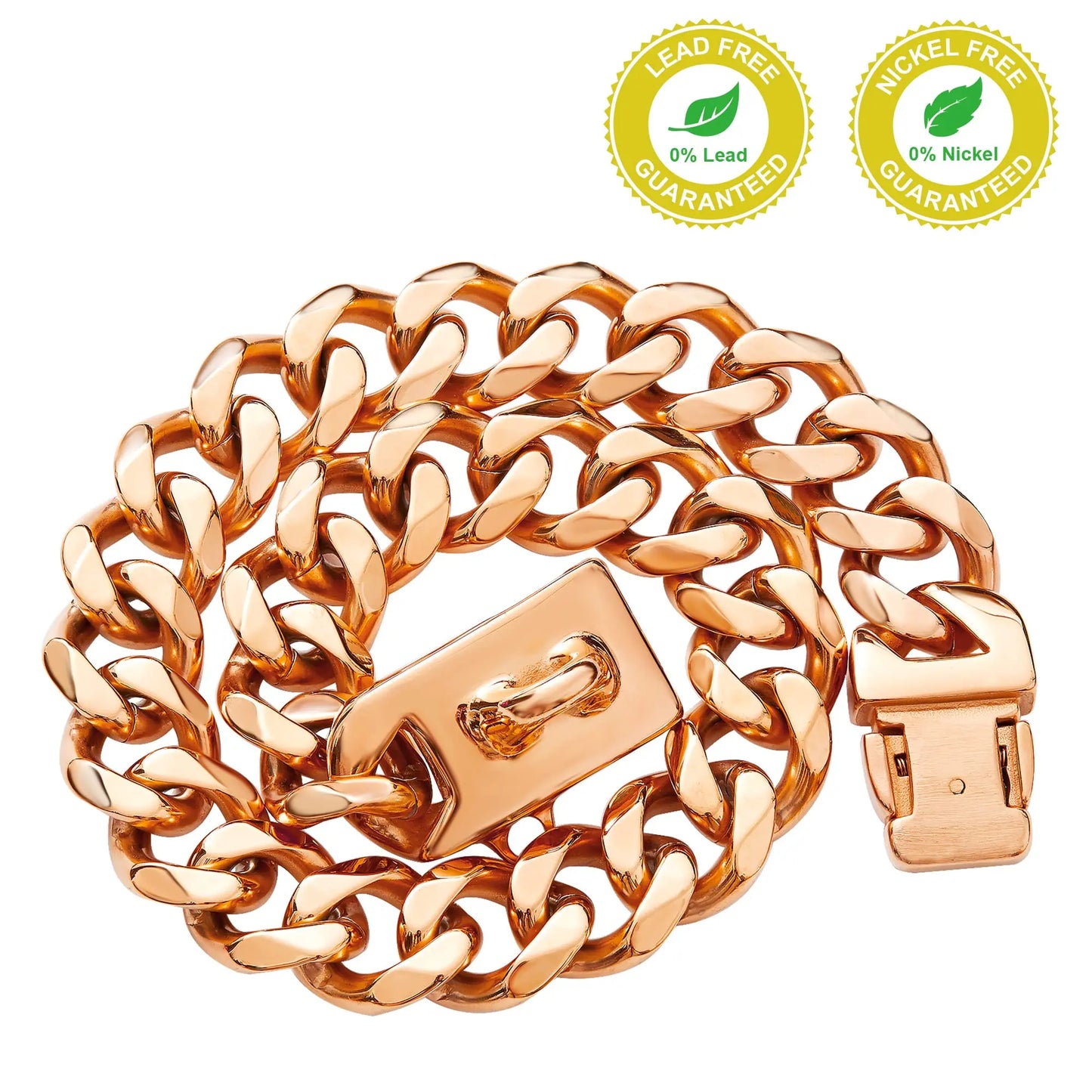 Strong Heavy Duty 19MM Wide Light Metal Strong Metal Cuban Link Dog Collar,Gold Dog Chain Collar for Small Medium Dogs