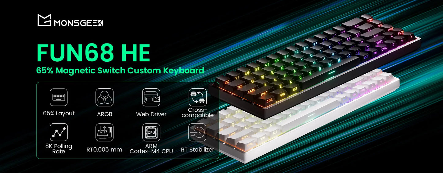 Akko MonsGeek FUN68 FUN60 PRO&MAX  HE Magnetic Keyboard 60% 65%Gaming Keyboards Rapid Trigger 8K Custom Keyboard Gamer Esports