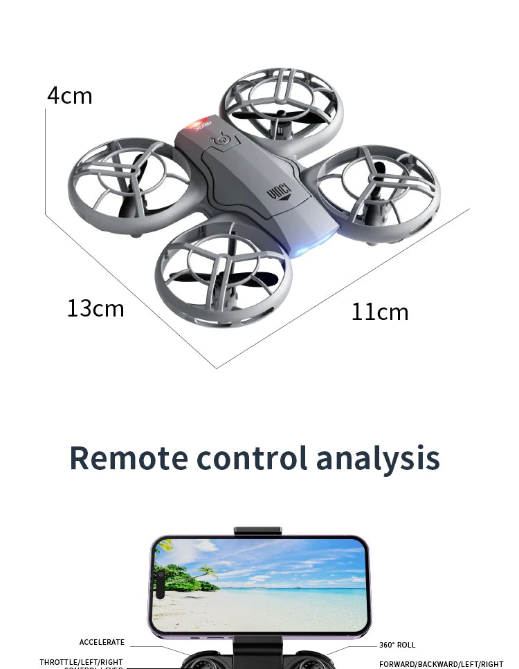 V8 Mini Drone 4K Profession HD Wide Angle Camera WiFi FPV RC Dron Height Keep Helicopter Foldable Quadcopter UAV Toys Gift