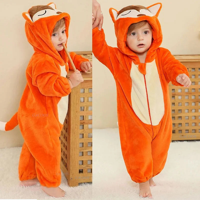 Baby Kigurumi Dragon Cow Monkey Animal Cosplay Costume Baby Girl Pajamas Winter Plush Jumpsuit for Toddler Boys 1 to 2 3 4 Years