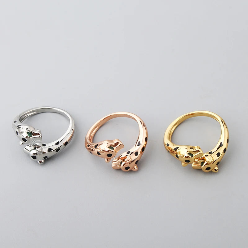 Luxury Fashion Cuff Bangle Charm Bracelet Brass Silver Color Czech Green Eyes Double Leopard Women Jewelry Gift New Arrivals