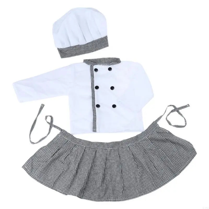 F19F Baby Photo Props Cook Hat Coat Outfit Set Photoshoots Props Infant Cook Costume