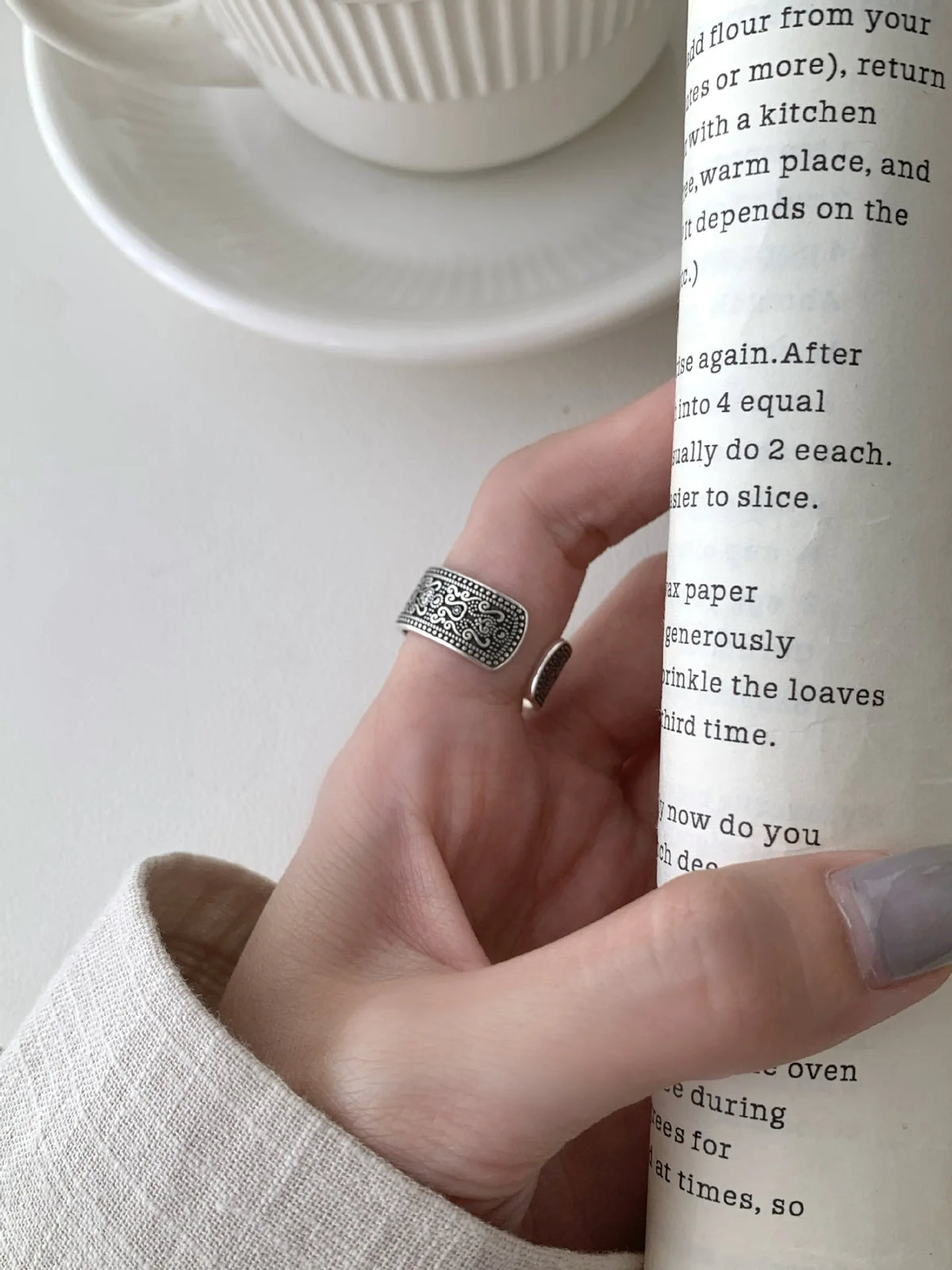 VENTFILLE 925 Sterling Silver Arabesque Pattern Ring For Women Vintage Aesthetic Simple Trend Ethnic Jewelry Gift Dropshipping