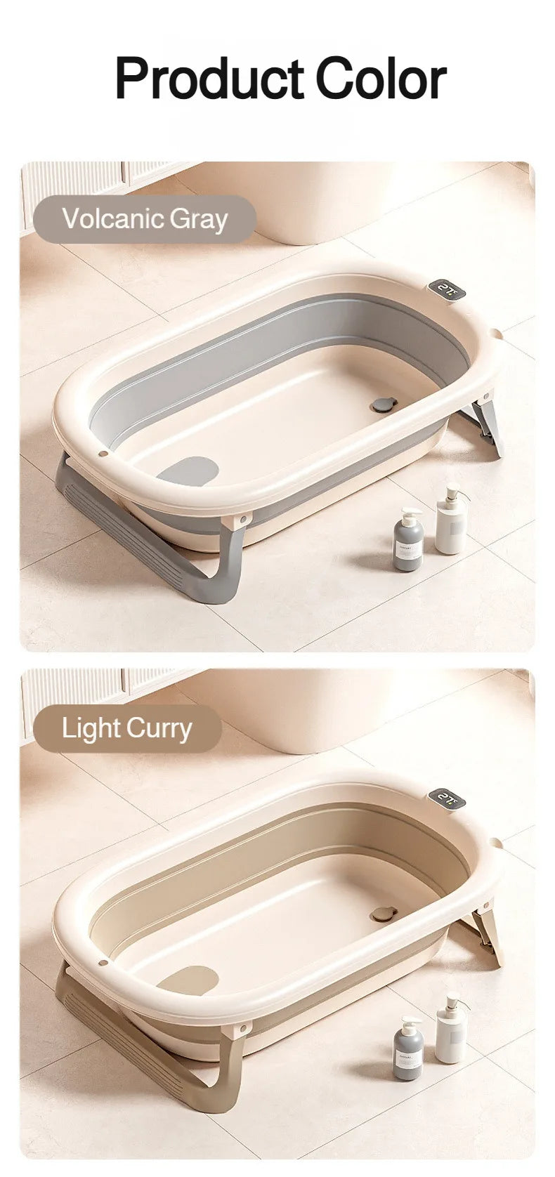 Foldable Baby Bathtub, Safe and Portable Bathing Solution for Infants and Toddlers, Suitable for 6-12 Months, Easy