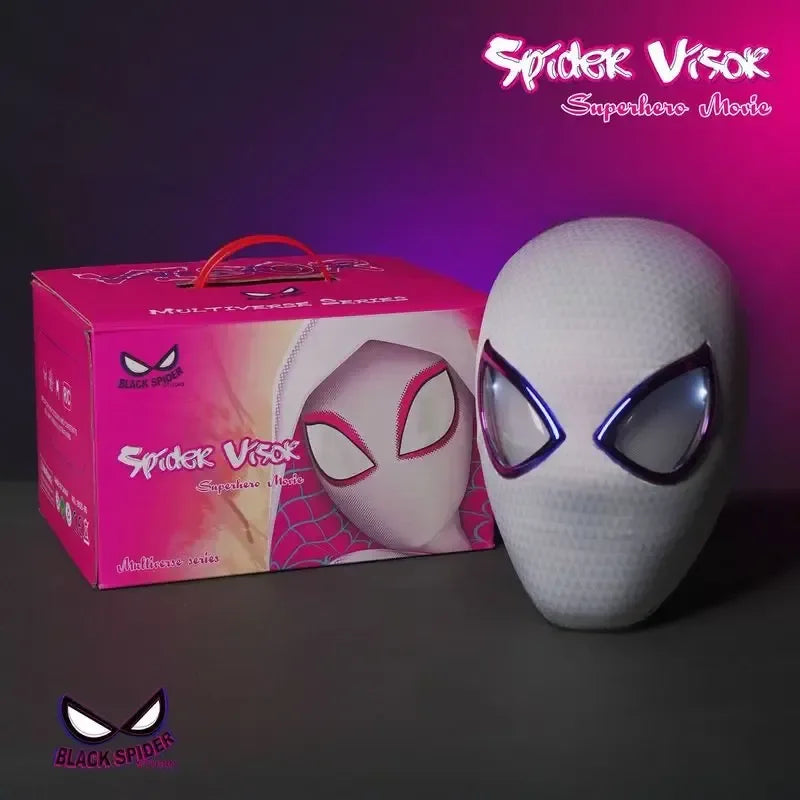 1:1 Miles Morales Mask with Movable Eyes Mascara Electric Gwen Spider-Man Helmet Ring Control Halloween Cosplay Mask Toy Gift