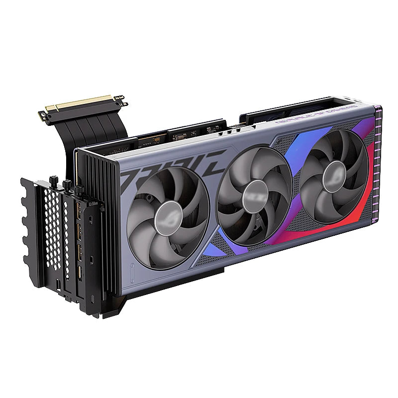 Teucer Vertical GPU Mounting Bracket PC Graphics Card Holder PCI-E 3.0/4.0 x16 Anti-interference Flexible 90° Extension Cable