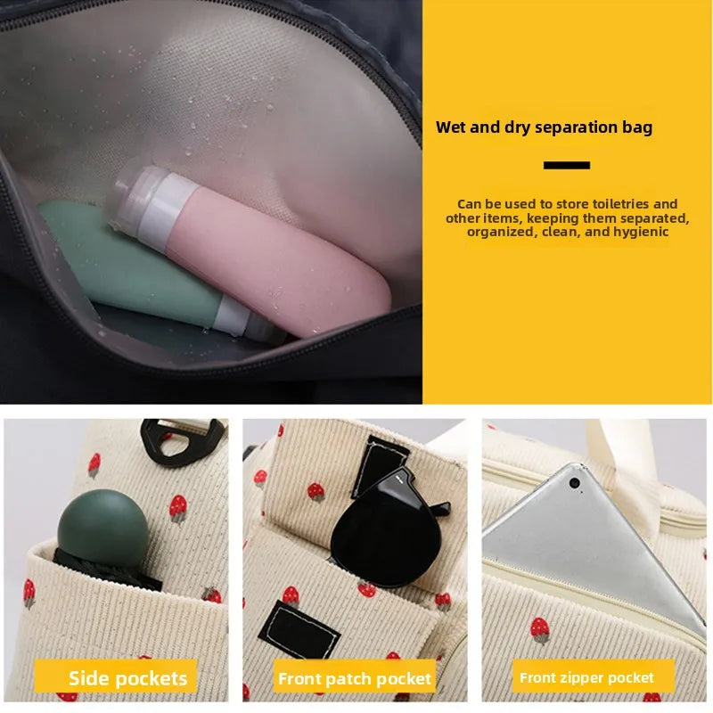 Corduroy Mommy Bag Large Capacity Waterproof Baby Diaper Bags Stroller Nappy Organizer Travel Carry Shoe Maternity Tote Bags