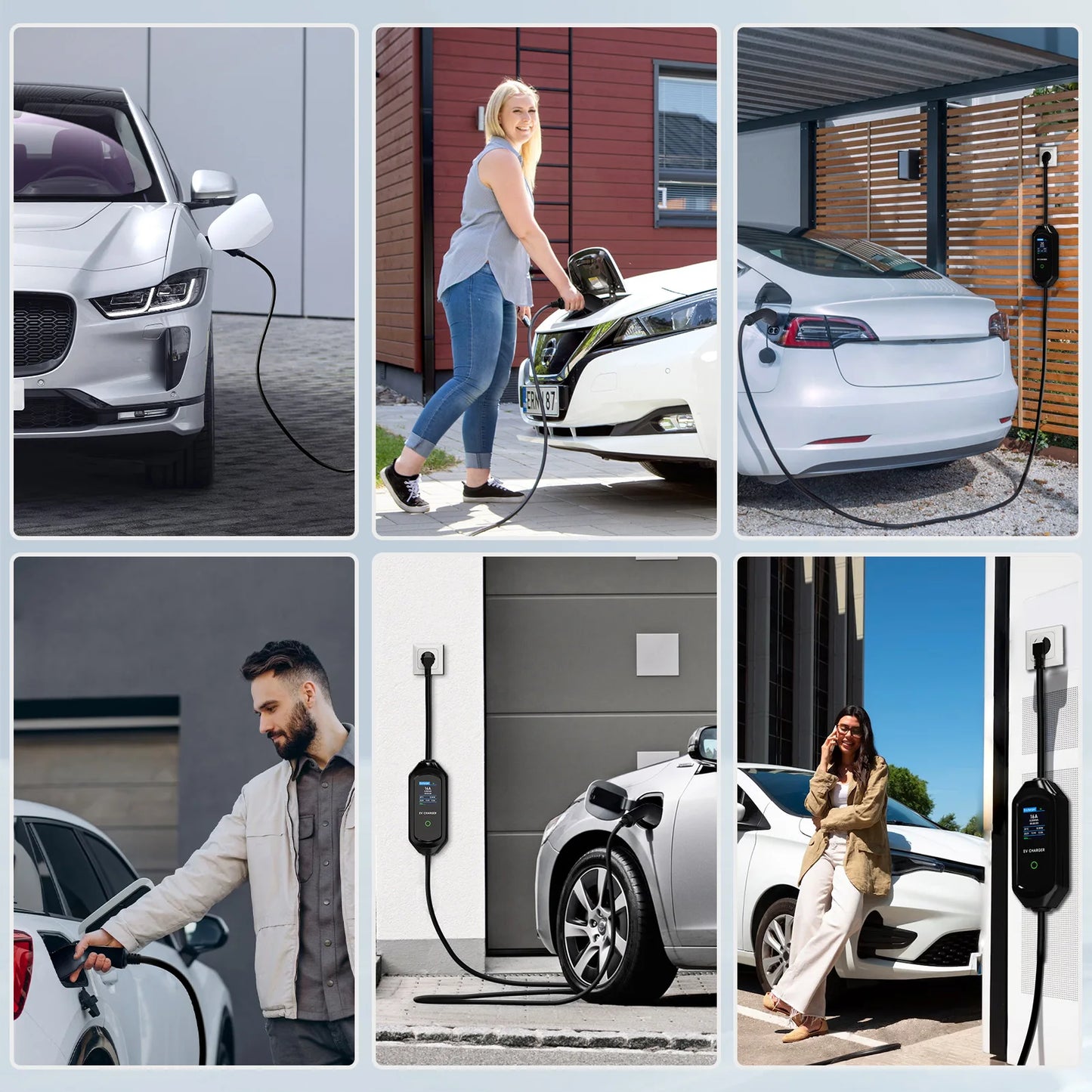 AFYEEV 3600W Portable Electric Car Charger Type 2 IEC62196-2 Charging Cable EV Charging Station Wallbox EVSE Electric Charger