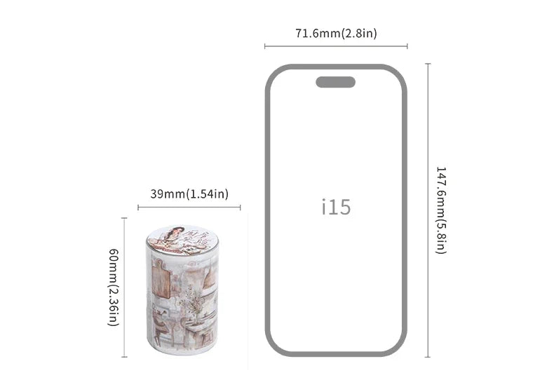 JIANWU 60mm*200cm Weekend Daily Series Vintage Character Life Landscaping Material Collage PET Tape Creative Journal Stationery