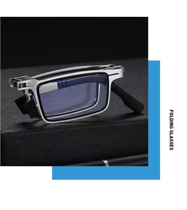 Steel Metal Folding Reading Glasses Hd Anti-blue Light Portable Fashionable Men's And Women's Reading Glasses Set