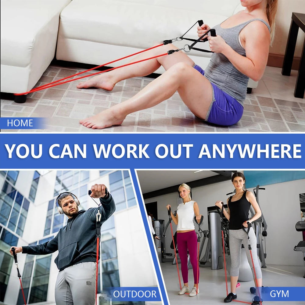 Resistance Band Set, Exercise Bands,Work Out Bands with Handles for Men and Women Fitness, Strength Training Home Gym Equipment