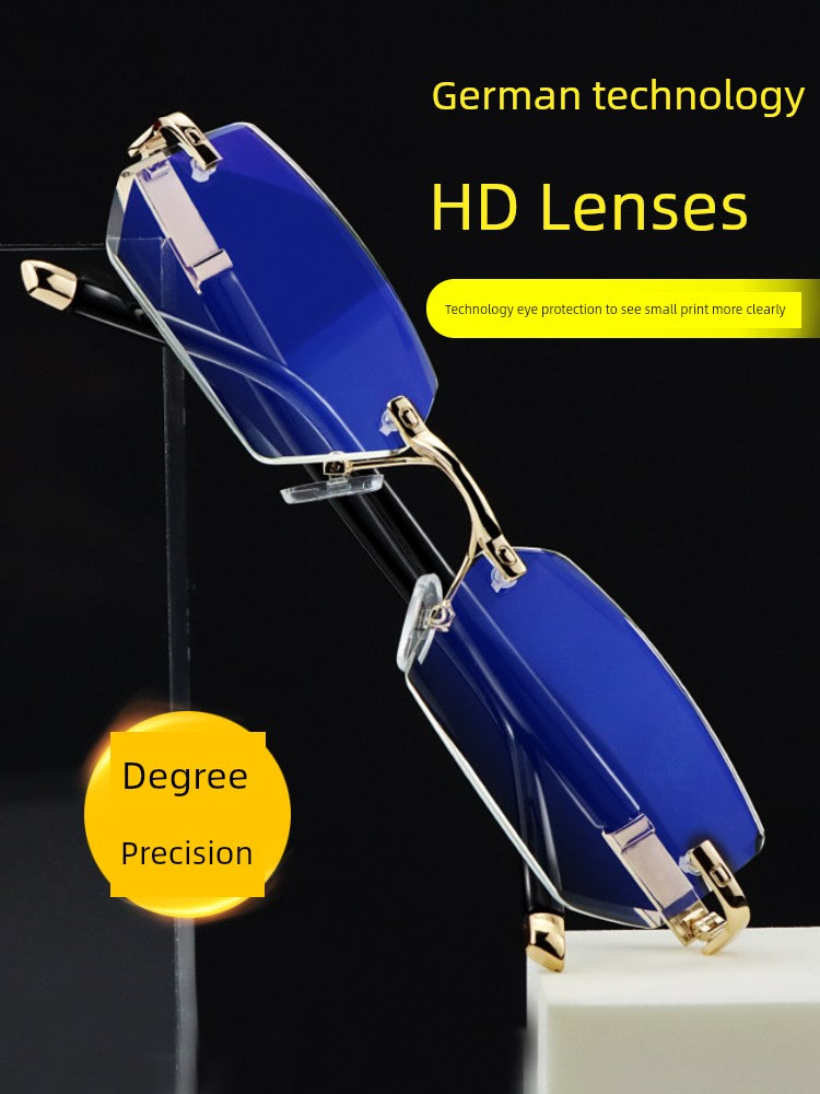 Glasses HD Anti-Blue Ray Rimless Brand Reading Glasses