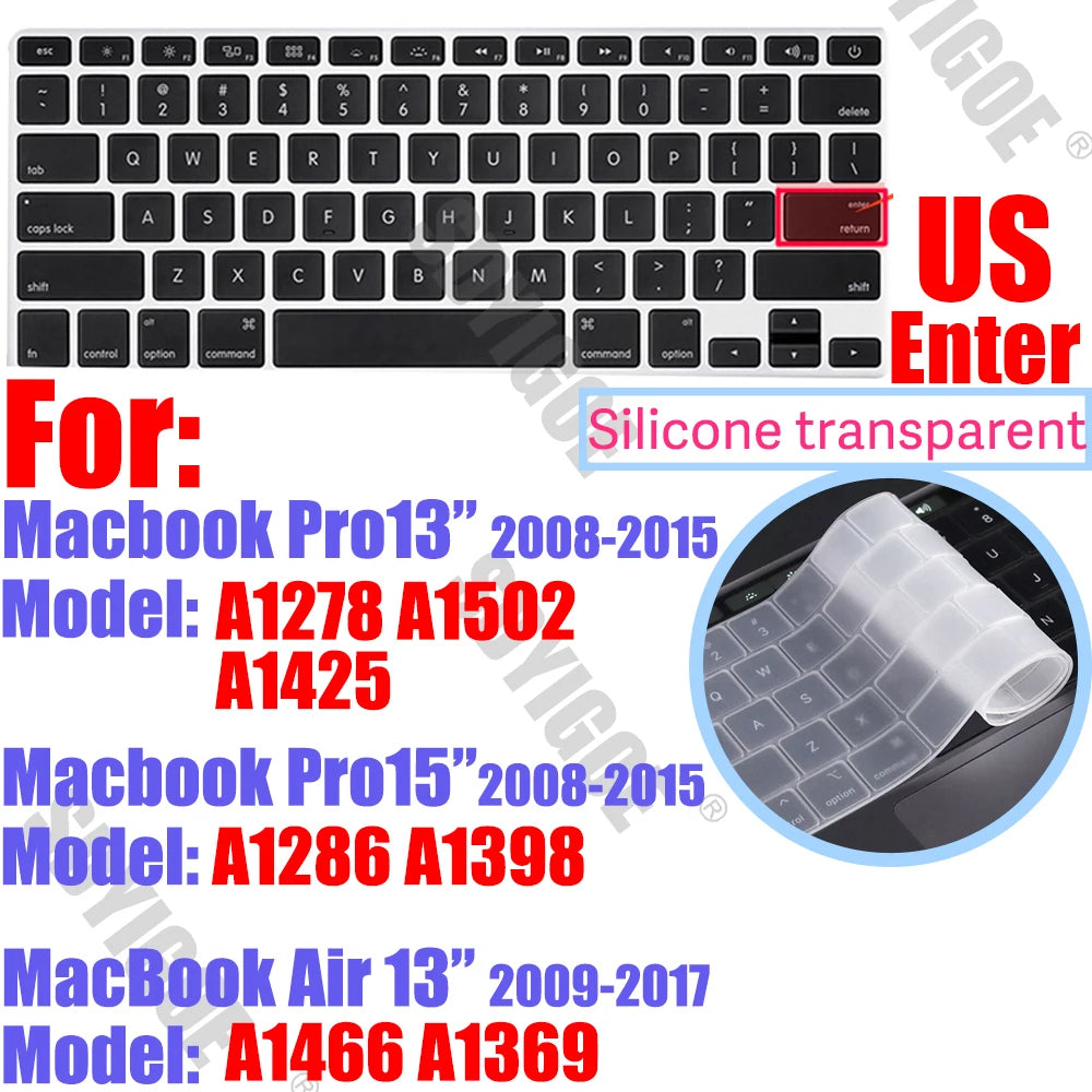 Silicone Keyboard Cover Skin for all models MacBook Air/Pro13“14”15“16” M1 M2 M3 Chip Model A2918 A2991 A2338 A2337 A2681 US&EU