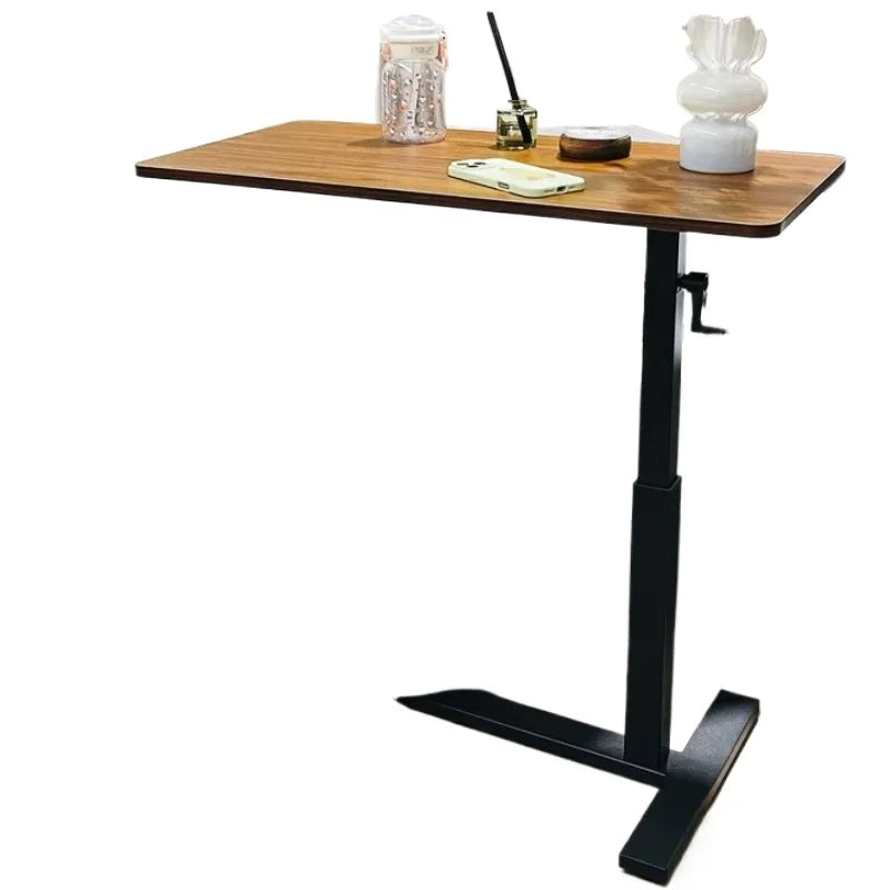Pneumatic Lifting Laptop Desk Mobile Bedside Table Computer Desk Home Office Writing Desk with Wheels Storage Shelf