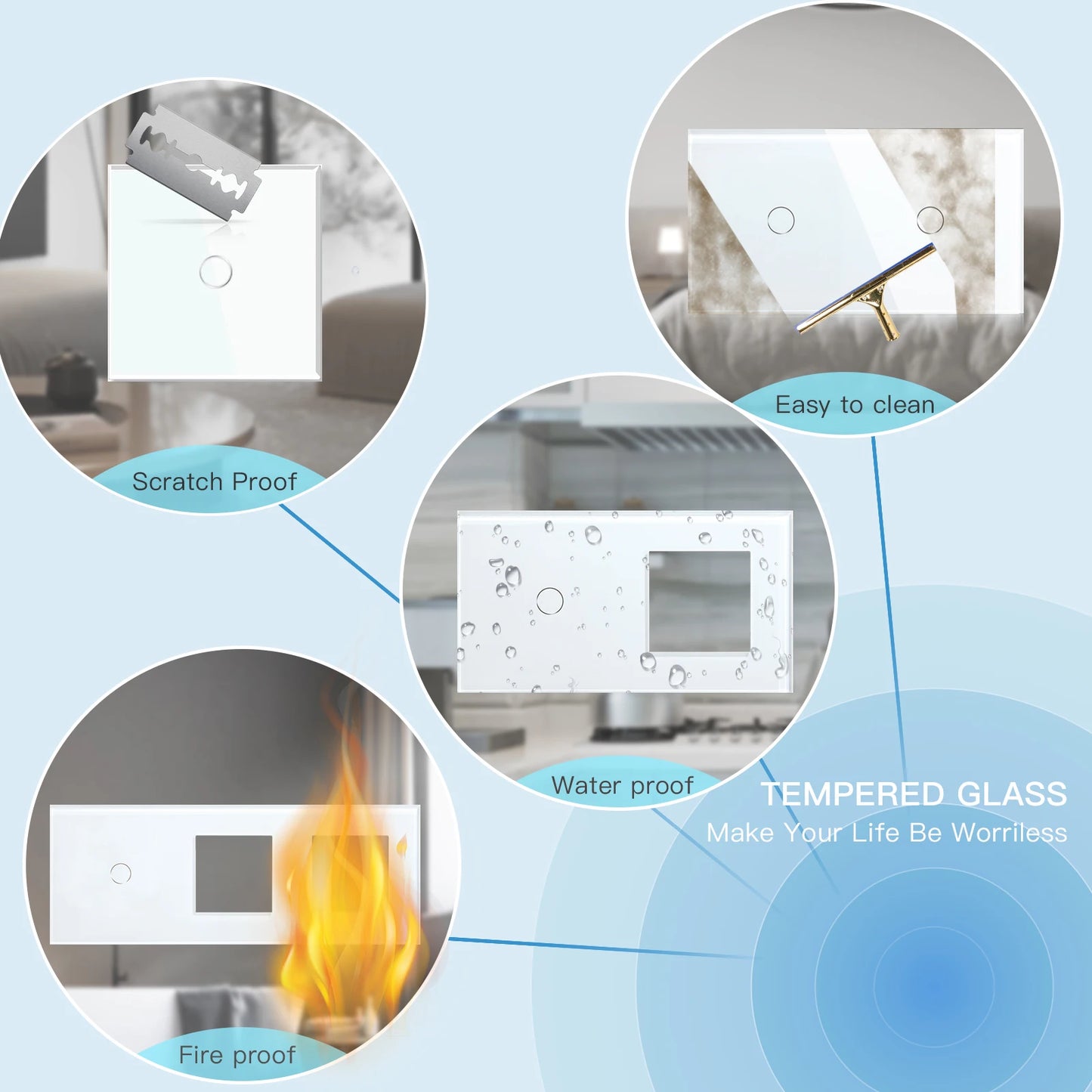 BSEED 1/2Gang Touch Light Dimmer Switch Function Base 1/2Way EU Socket Type-c USB Part Wall Glass Panels DIY Free Combination