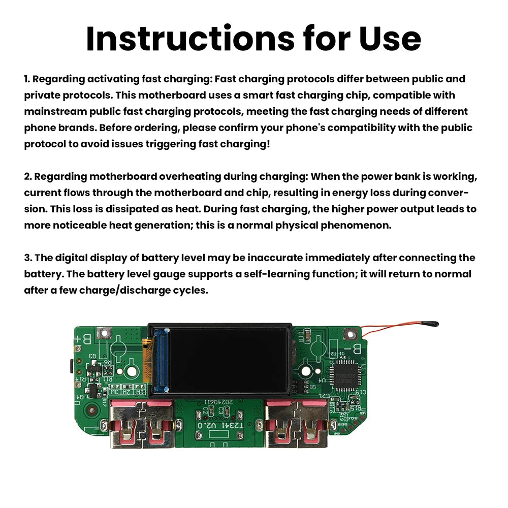 22.5W Fast Charging Module Power Bank DIY Kit TFT Color Screen LCD Display 3.7V Ternary Lithium Battery Supports PD/QC/SCP/VOOC