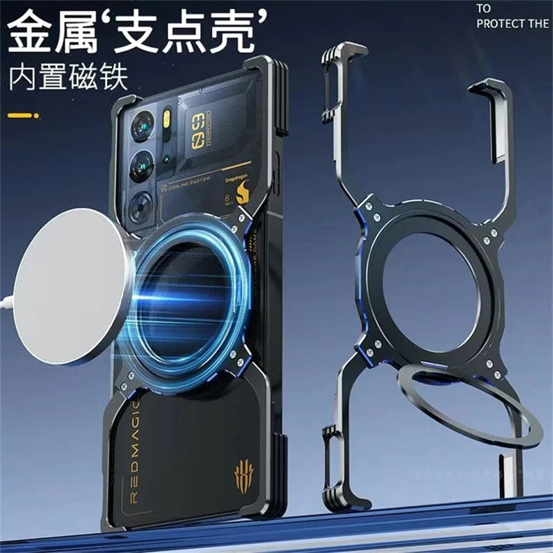 Magnetic Case For Nubia Redmagic 10 Pro Plus 9S 10s Red Magic 9 Pro+ 5G Aluminium Alloy Metal Borderless Bracket Cooling Cover