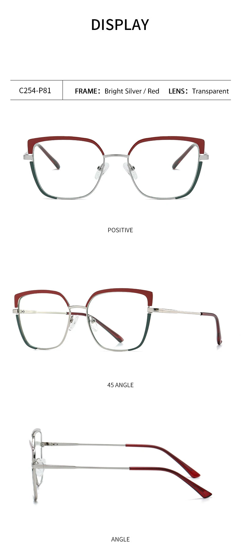 Fashionable anti-blue light glasses for women with a spring-legged metal frame in two colors; suitable for myopia.