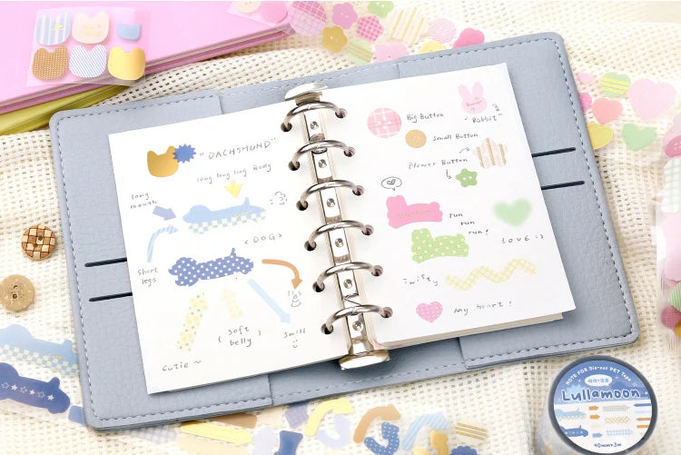 40mm * 300cm Kawaii Ins Basic Geometric Pattern Die Cutting Stickers Creative Handbook Decoration DIY Diary Scrapbook Supplies