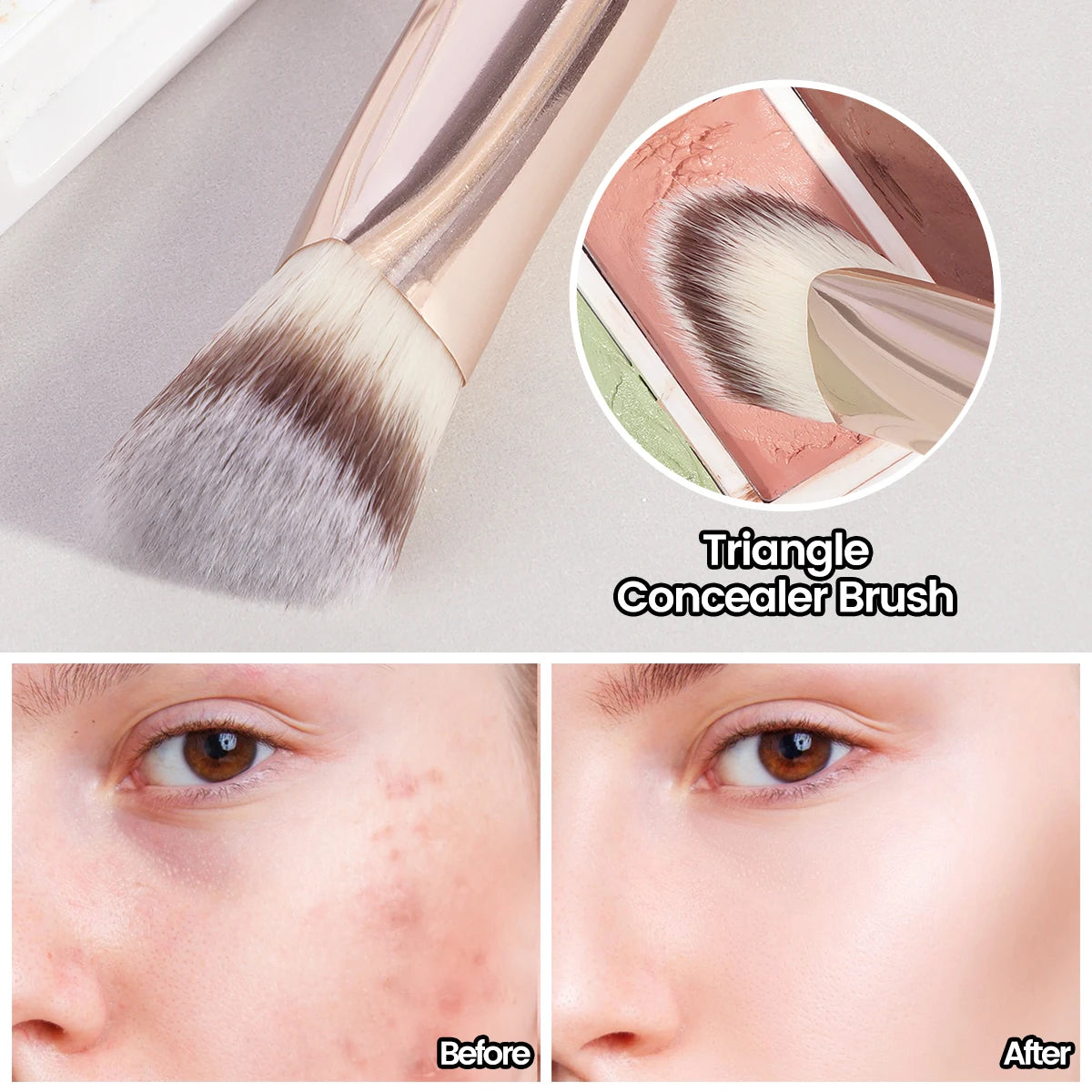 MAANGE Double Head Foundation Concealer Eyeshadow Blush Makeup Brushes Kabuki Mineral Premium Handle Soft Dense Hair for Gift
