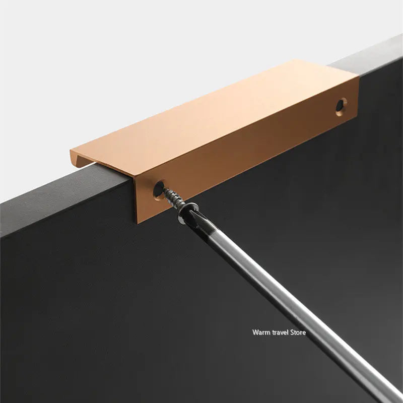 Extended drawer Cabinet Pulls door edge handle black gold wardrobe Drawer Pulls Aluminum Alloy Furniture Handles Cupboard Pulls