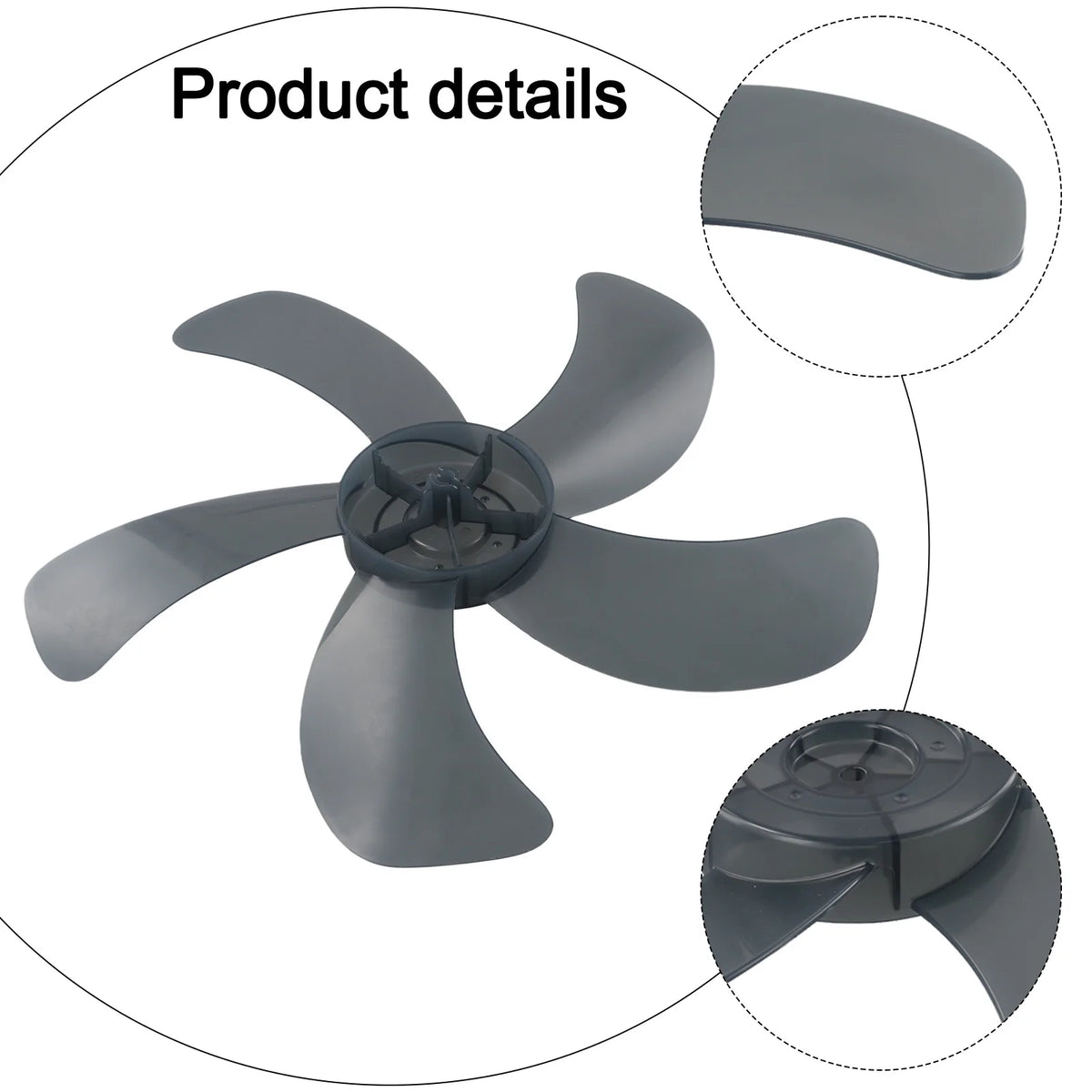 1 Pcs 16 Inch Household Plastic Fan Blade Five Leaves With Nut Cover For Pedestal Fan Table Fanner Accessory