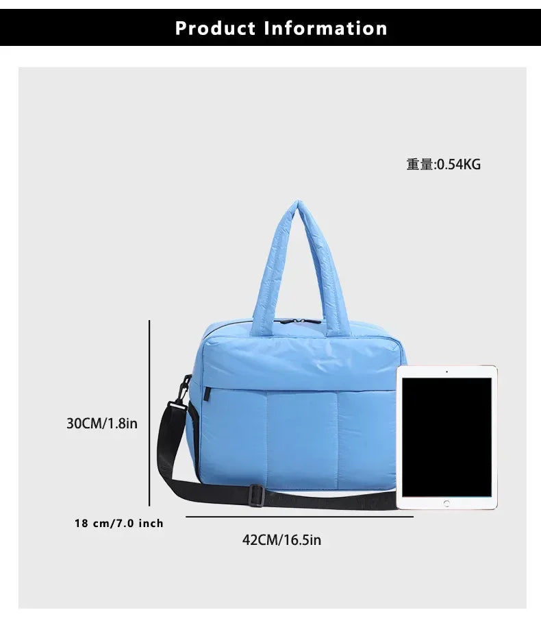 Duffel Weekender Bag Large Capacity Women Multifunction Leisure Travel Puffer Tote Gym Bag Carry on Bag with A Shoe Compartment