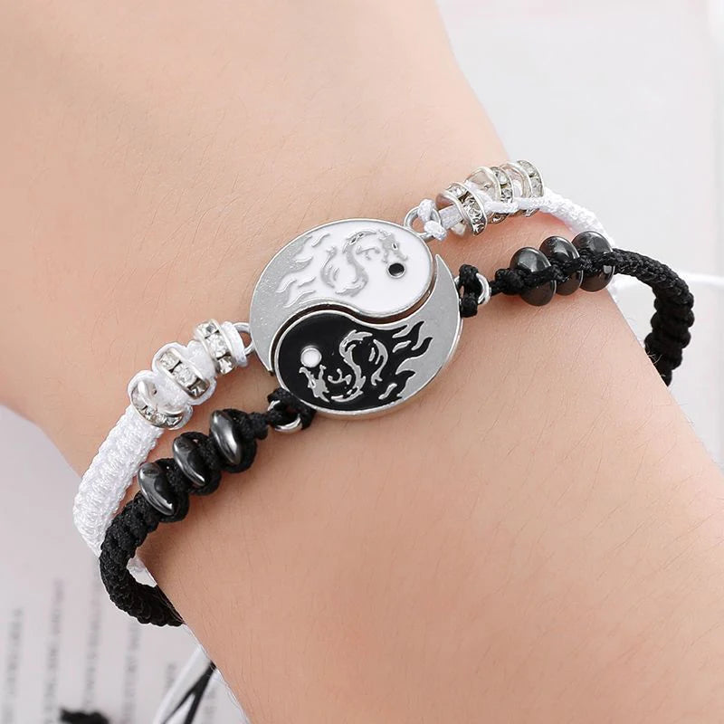 Fashion Dragon Figure Yin Yang Adjustable Bracelet Tai Chi Couple Necklace For Boyfriend Girlfriend Valentine's Day Jewelry Gift