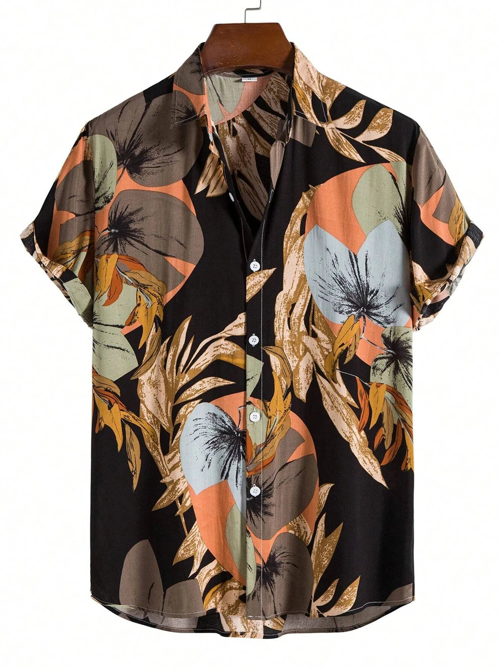Men's Coconut Tree Graphic Print Short Sleeve Lapel Shirt Tops Men's Casual Button down Shirts Clothing Versatile Shirts