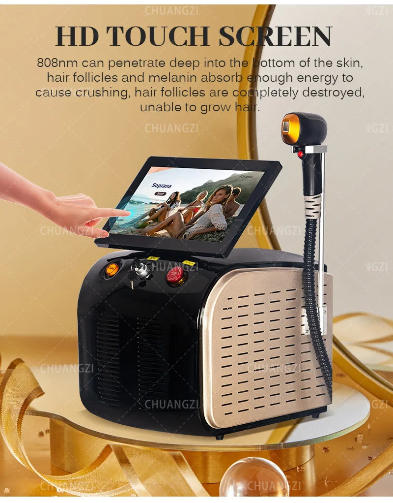 Professional 808nm Diode Laser Hair Removal Machine 3 wave Ice Titanium Painles Permanent Alexandrite Device For Salon Depilador
