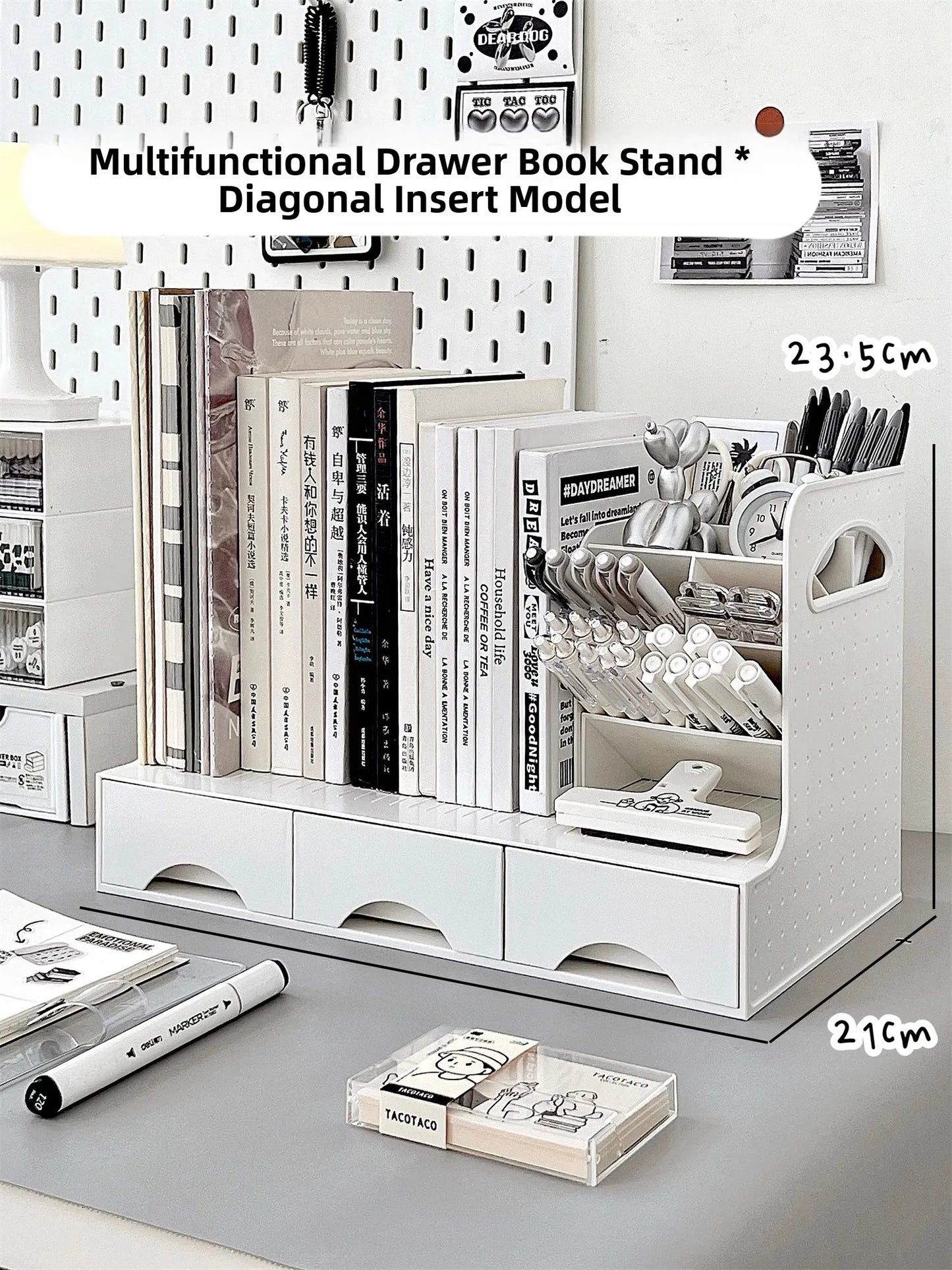 Multi-Functional Bookend Storage Box - Student Desk Organizer Pen Holder File Rack