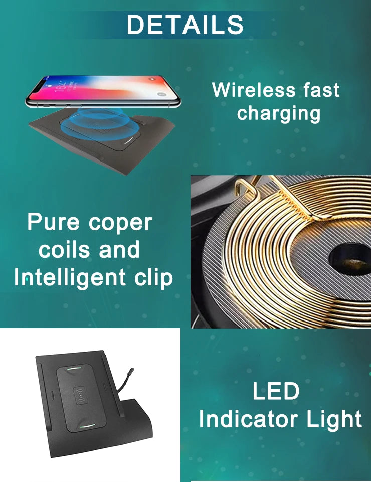 Moreway 15W Wireless Charger For VW Golf 7 MK7 2013-2019 Phone Holder Fast Charging Pad Charge trim Car Interior Accessories