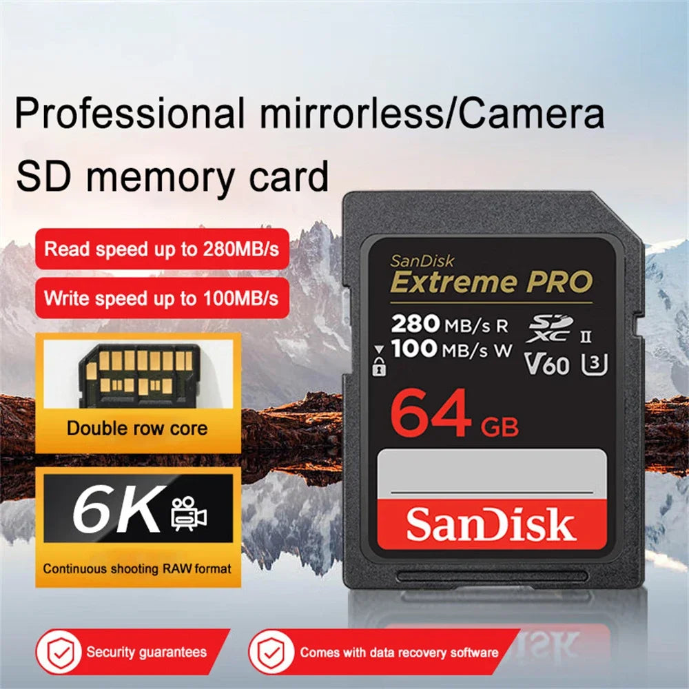 Original Extreme PRO U3 4K 6K 8K C10 V30 V60 V90 SDHC Memory Card SD UHD Video SDXC sd Card UHS-I UHS-II for SLR 3D Canon Camera