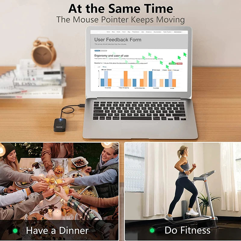 2 in 1 USB Mouse Jiggler Undetectable Mouse Mover Automatic Computer Mouse Mover Jiggler Keeps Computer Awake Simulate Mouse