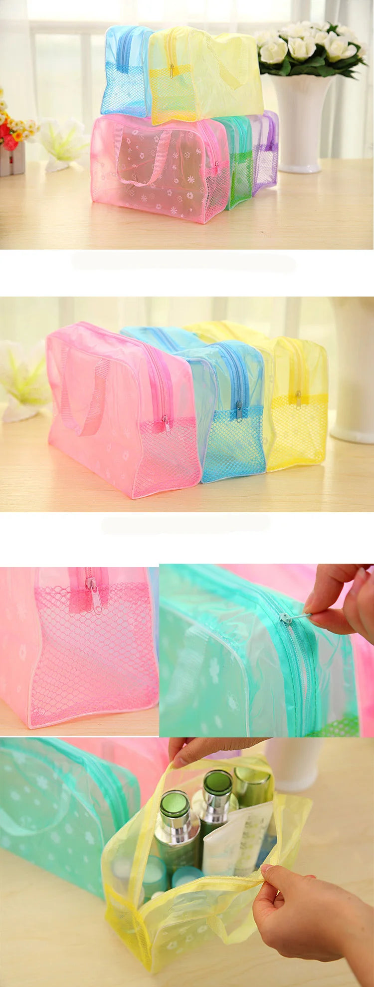 PVC Travel Transparent Cases Clothes Toiletries Storage Bag Box Luggage Towel Suitcase Pouch Zipper Cosmetic Organizer Bags