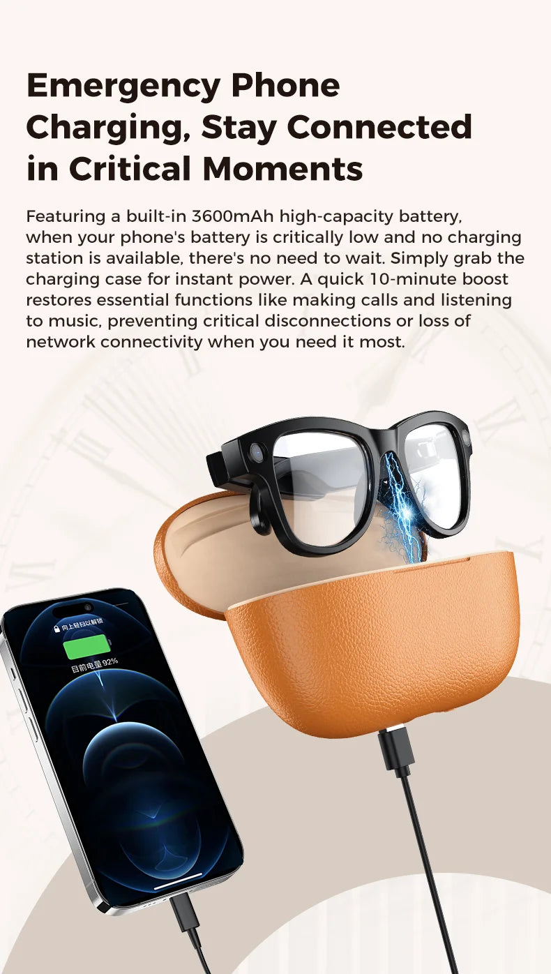 New intelligent AI glasses charging case dual core architecture high-definition photography glasses