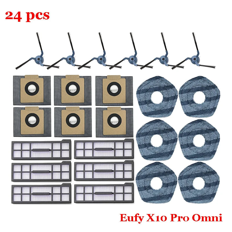 For Eufy X10 Pro Omni Replacement Parts Accessories Roller Side Brush Filter Mop Cloth Rags Pads Dust Bag Vacuum Cleaner Part