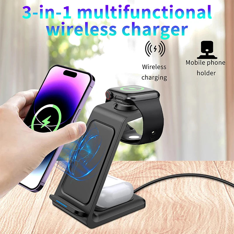 Multifunction Universal 3in1 Wireless Charger Magnetic Wireless Charger Stand Portable Station for iPhone Series for Airpods