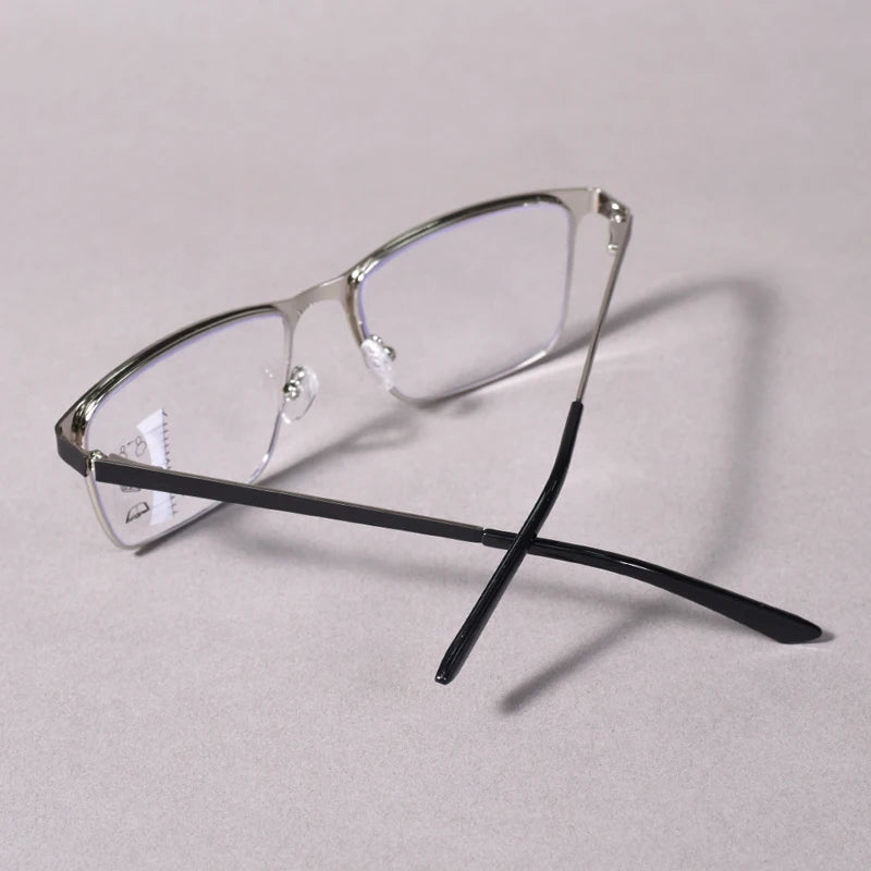 Black Double Color Frame Progressive Multifocal Reading Glasses Anti-blue Light Far Sight Glasses Men Big Full Frame Business Pr