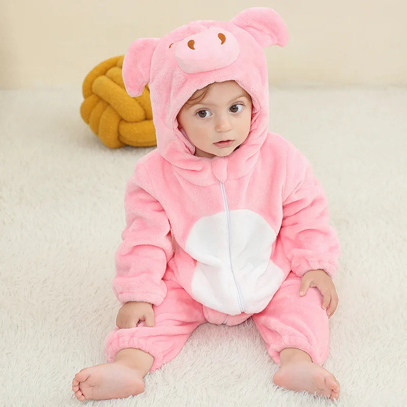 Baby Kigurumi Dragon Cow Monkey Animal Cosplay Costume Baby Girl Pajamas Winter Plush Jumpsuit for Toddler Boys 1 to 2 3 4 Years