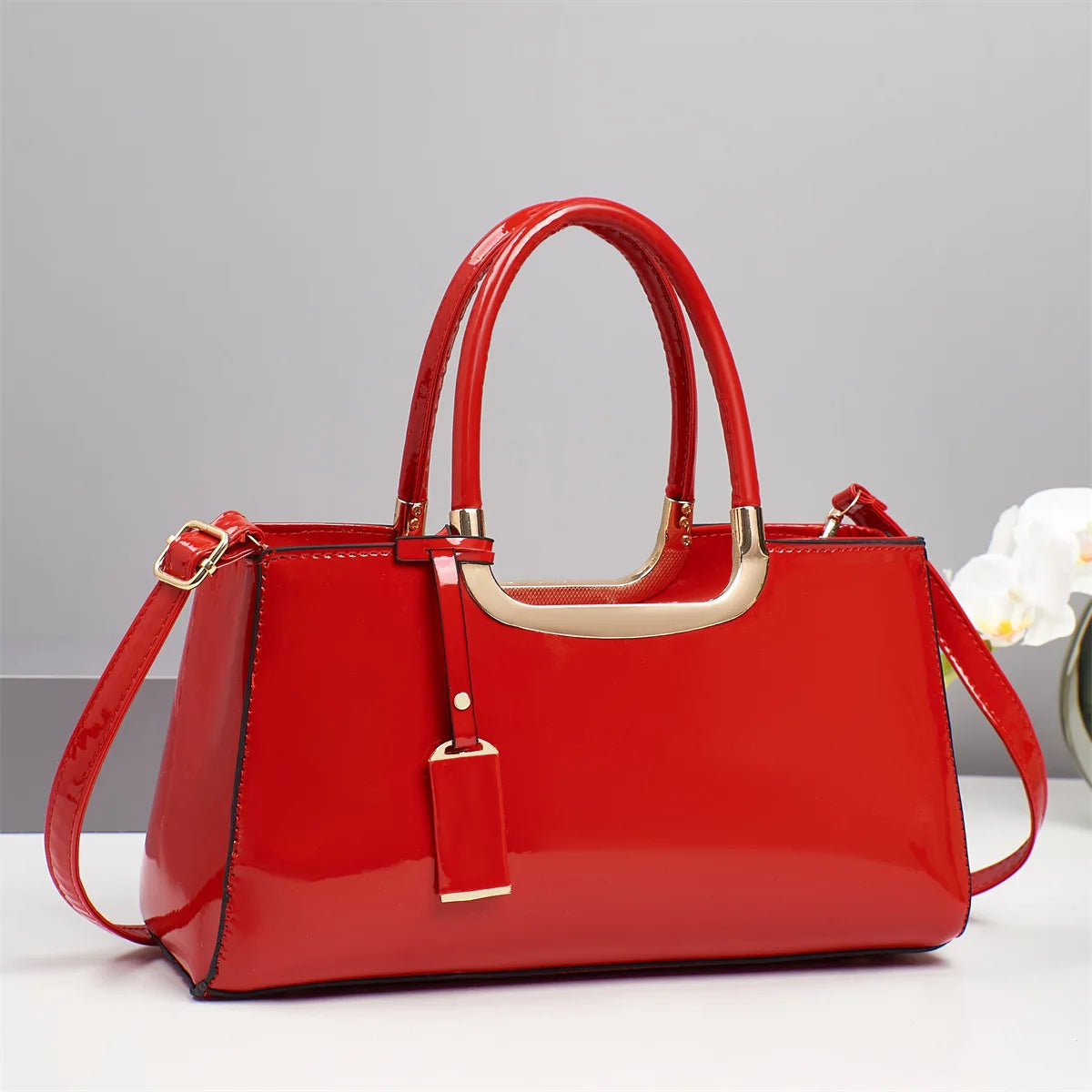 Luxury Designer Handbags High-End Evening Party Women Clutch Top Handle Underarm Bags Bright Patent PU Leather Crossbody Bags