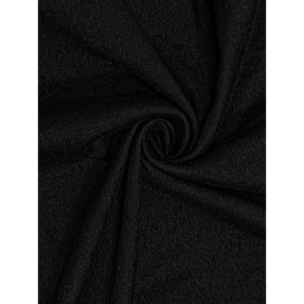 Plus Size 1XL-5XL Women's High-Waisted Tennis Skirt with Pockets  Elegant Solid Black Skirt