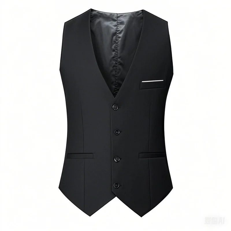 M-7XL Spring/summer Man Suit Vest Sleeveless Vest with Adjustable Waist Single Breasted Solid Color Business Suit Vest Wedding