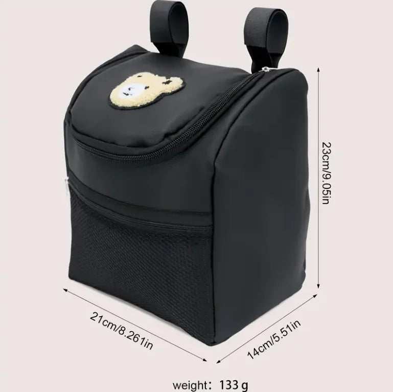 Large Capacity Bear-Shaped Stroller Diaper Bag - Portable Storage Organizer with Bottle Holders Durable Faux Leather