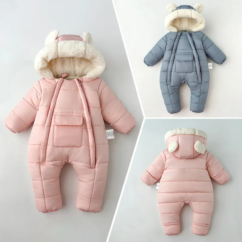 Baby clothes, winter clothes, newborn jumpsuit with fleece and cotton clip baby winter bag handbag foot double zipper