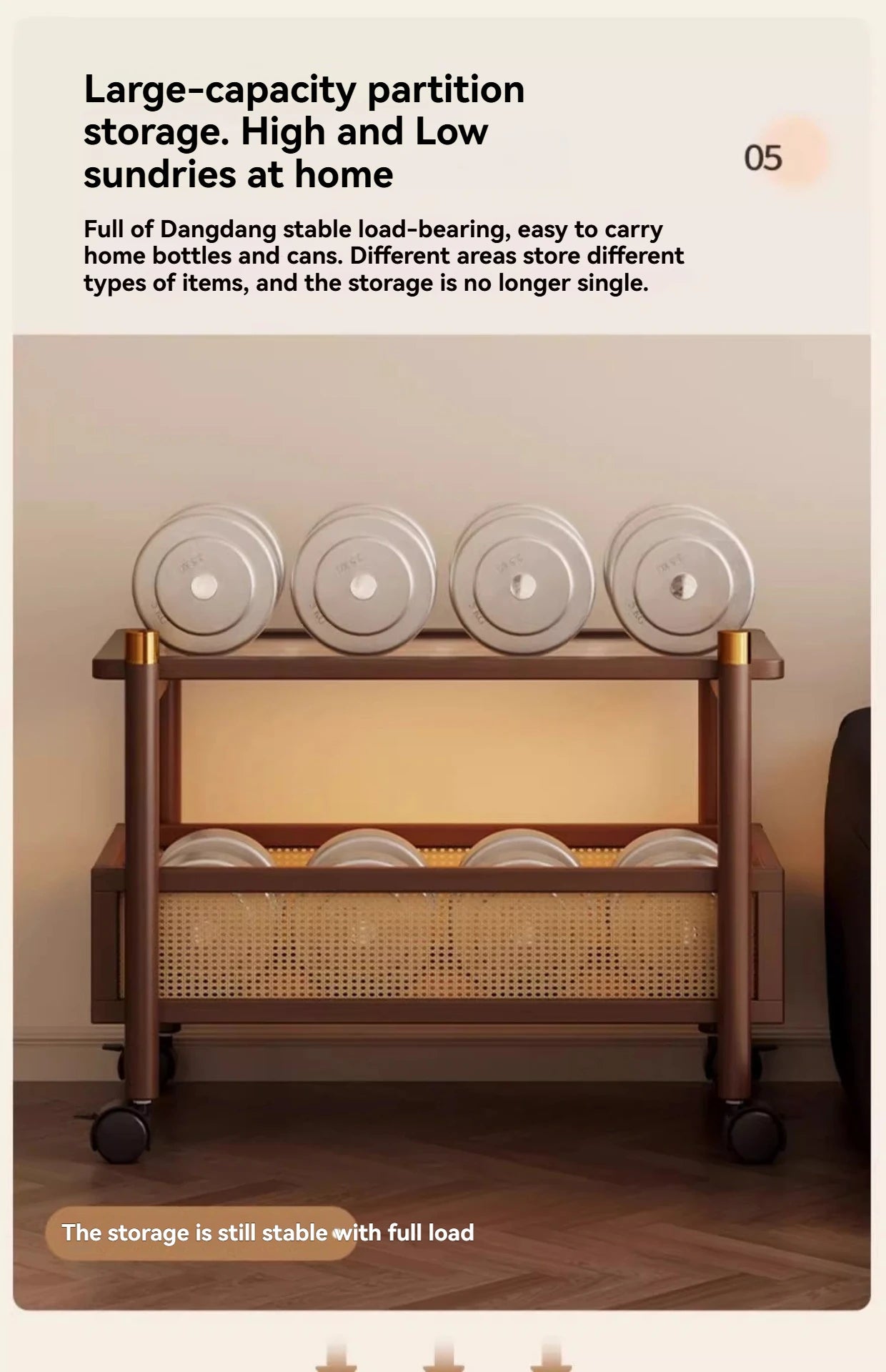 Sofa side table, movable coffee table, small cart, living room small table, bedside side cabinet with wheel storage rack