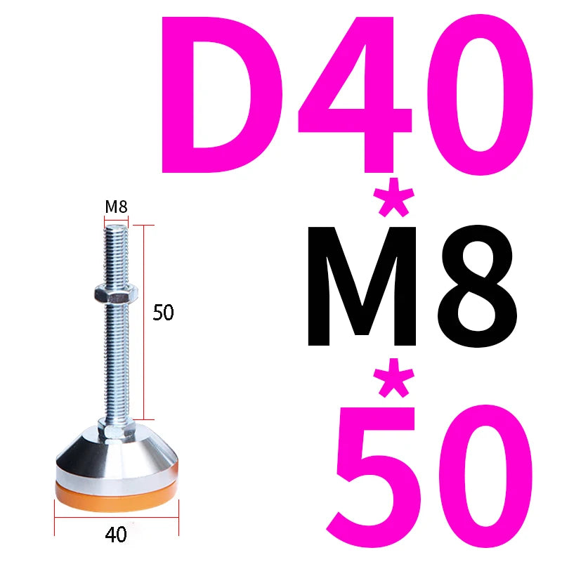 40 50 60 Heavy Metal Foot Cup/Fixed Foundation Screw/Adjustable Foot/Anti Slip Shock Absorber Support Foot M8 M10 M12 M14 M16