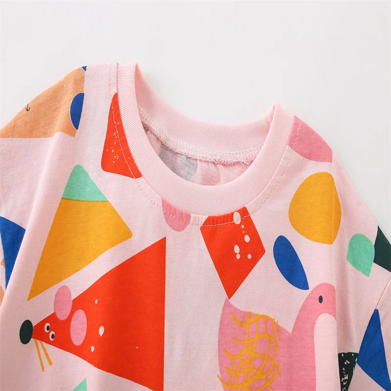 Jumping Meters 2-7T Animals Print 100% Cotton Baby Girls Tees Cotton Summer Toddler Clothes Kids Tops Children's Tshirts